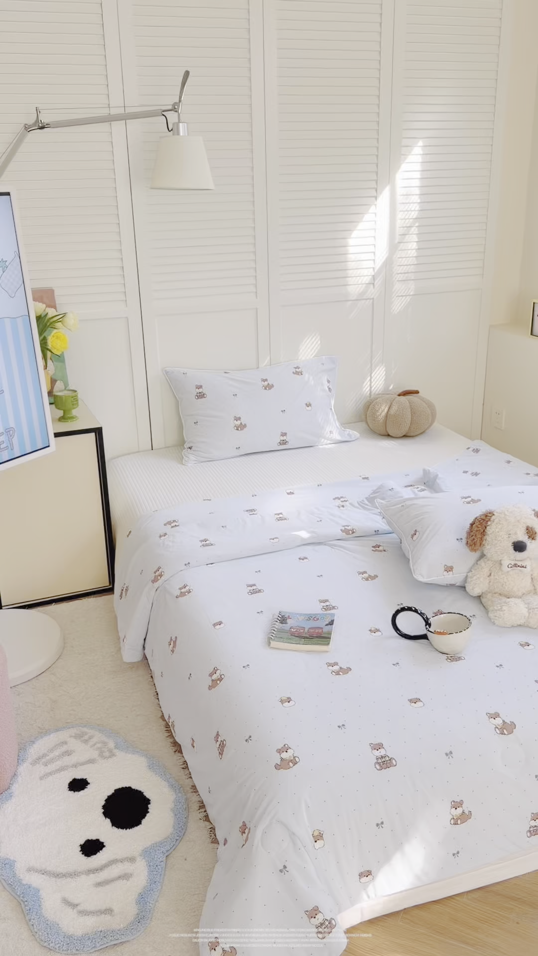 91家纺网 家纺一手货源 找家纺 金梦拉家纺 2026春夏新款锦氨凉感丝印花系列夏被空调被夏凉被 奶蓝小狗