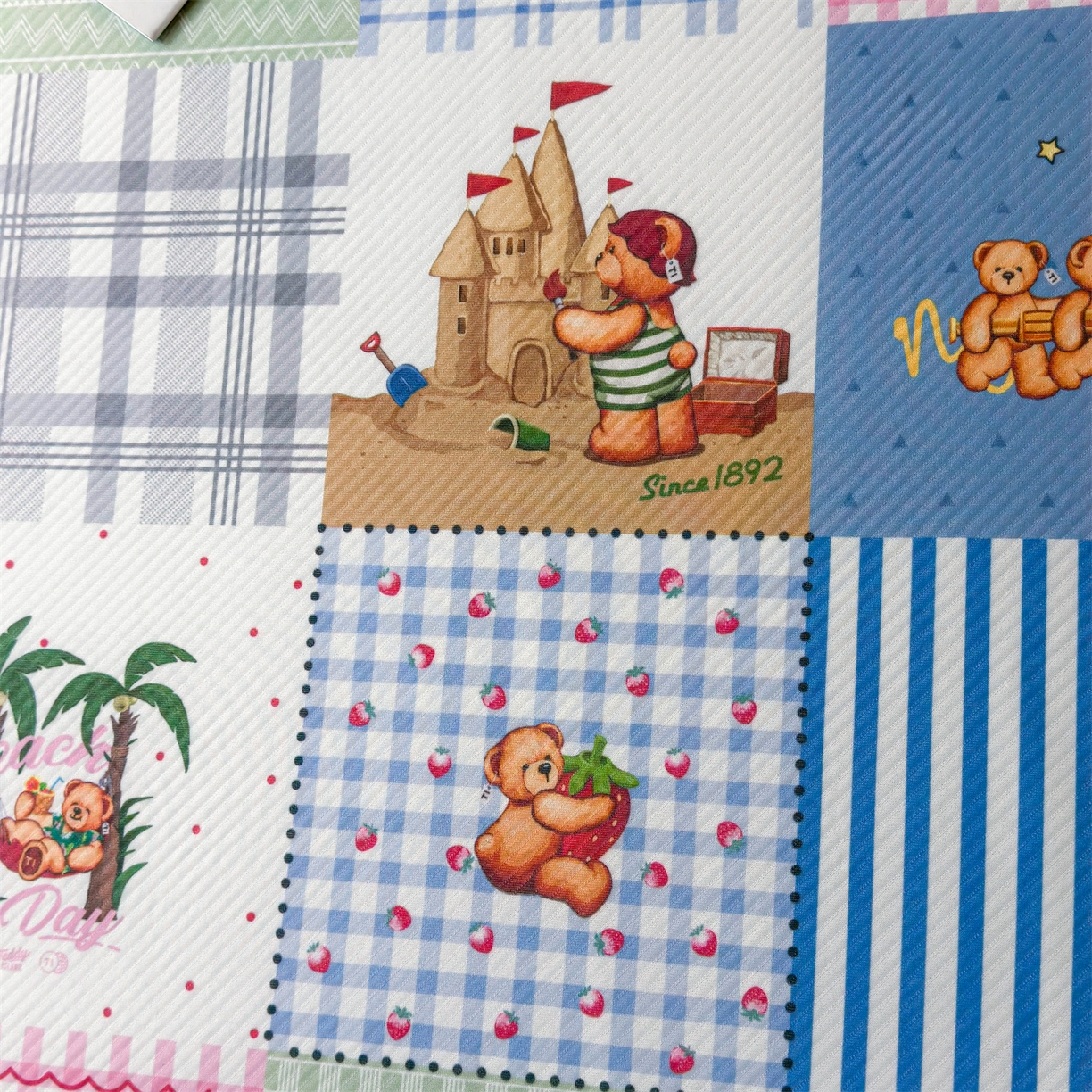 91家纺网 家纺一手货源 找家纺 源舍家纺 2026新款泰迪爱兰系列（正版授权）A类三明治复合印花斜纹豆豆软凉席学生床 泰迪区域