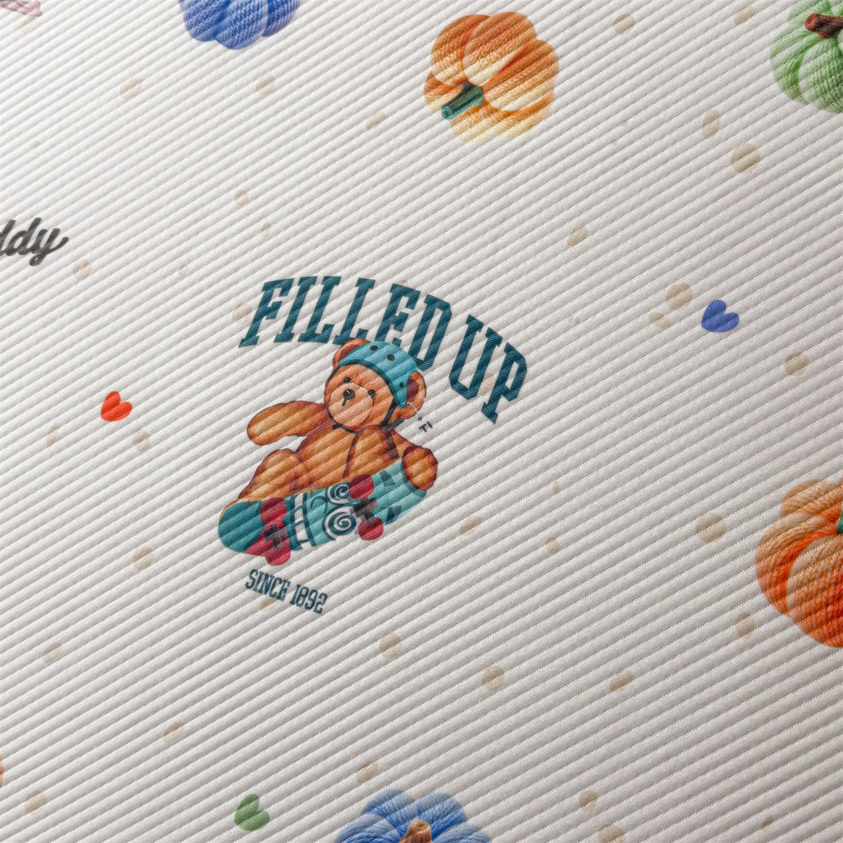 91家纺网 家纺一手货源 找家纺 源舍家纺 2026新款泰迪爱兰系列（正版授权）A类三明治复合印花斜纹豆豆软凉席学生床 泰迪南瓜仔