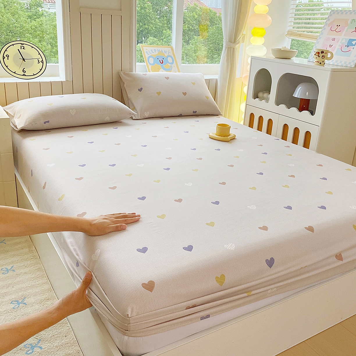 91家纺网 家纺一手货源 找家纺 （总）欧妮家纺 2026新款斜纹加厚水洗棉木棉床笠-席梦思保护套