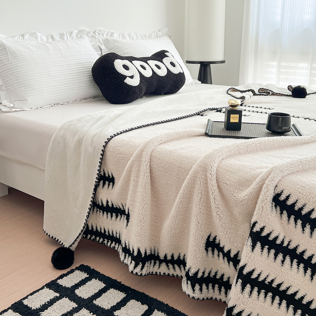 91家纺网 家纺一手货源 找家纺 （总）娜朵家纺 2026新款阳离子牛奶绒双层毛球复合毯