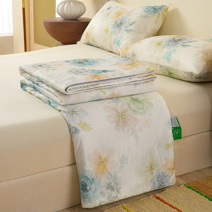 91家纺网 家纺一手货源 找家纺 曼尼 2026新款印花凉感丝夏被夏凉被 春晓