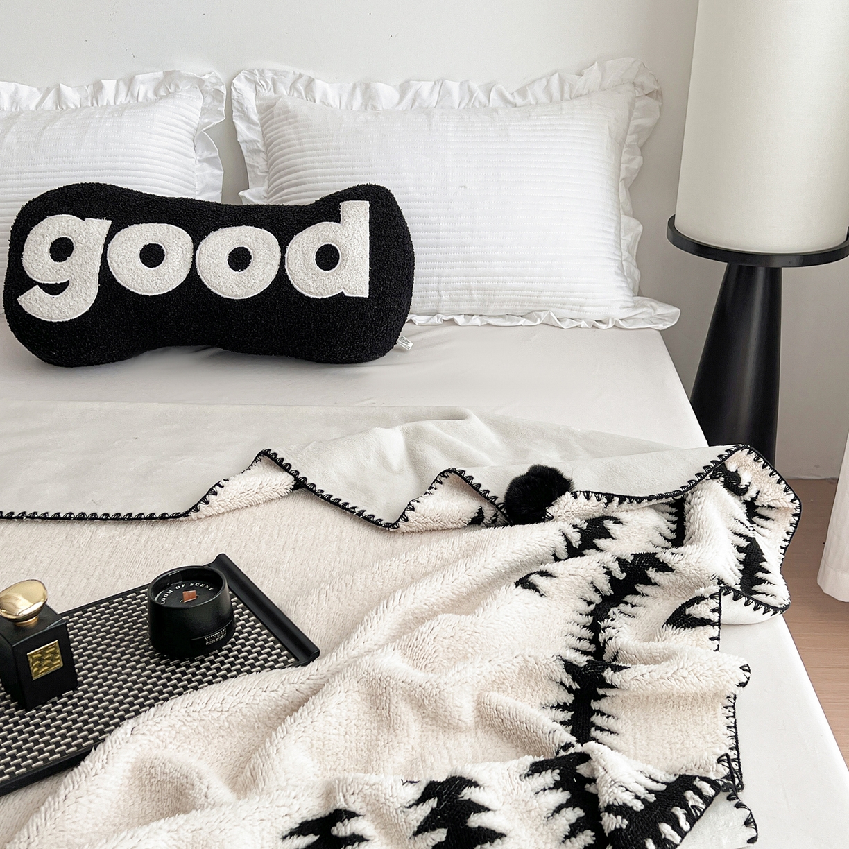 91家纺网 家纺一手货源 找家纺 娜朵家纺 2026新款阳离子牛奶绒双层毛球复合毯 步步高升