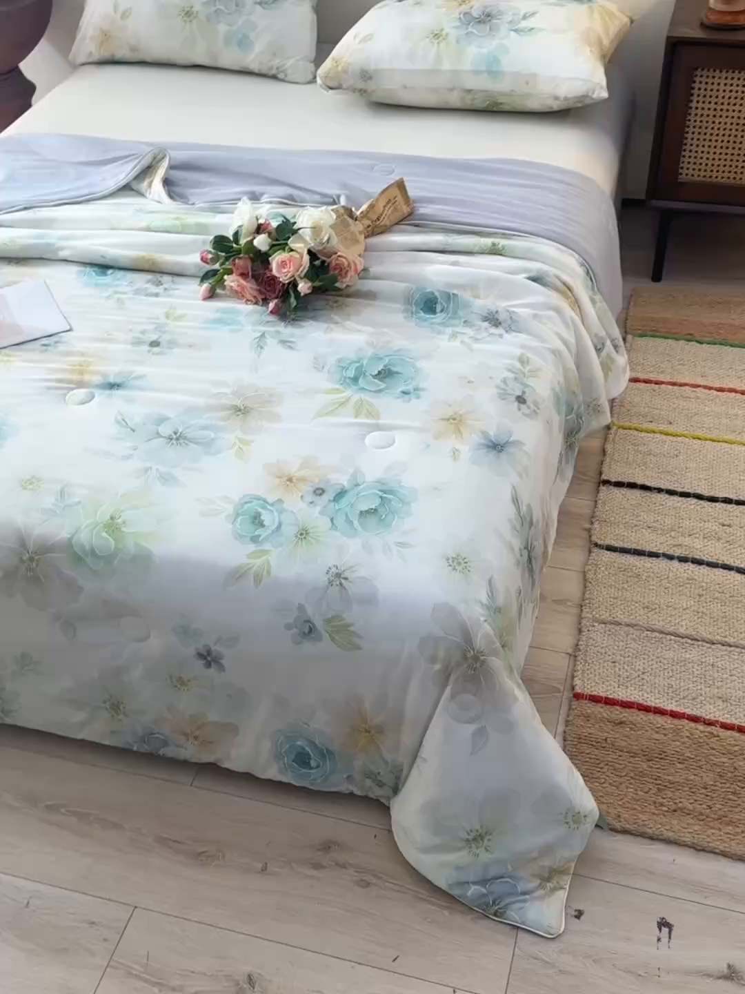 91家纺网 家纺一手货源 找家纺 曼尼 2026新款印花凉感丝夏被夏凉被 春晓