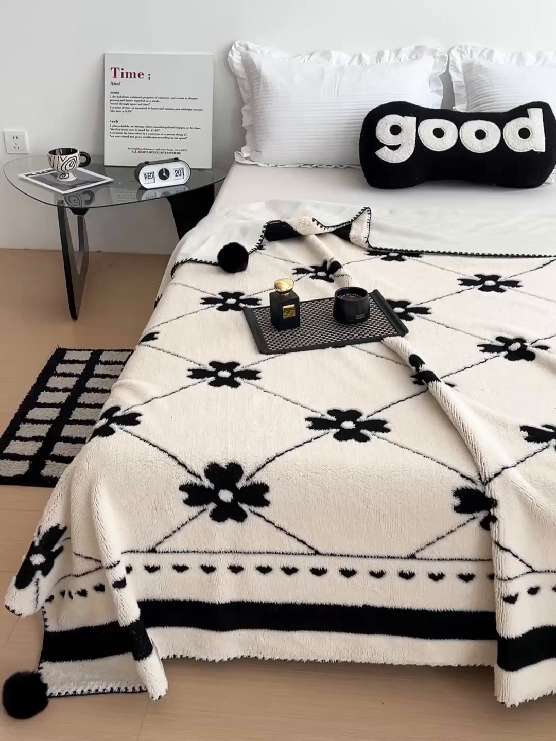 91家纺网 家纺一手货源 找家纺 娜朵家纺 2026新款阳离子牛奶绒双层毛球复合毯 齐花绽放