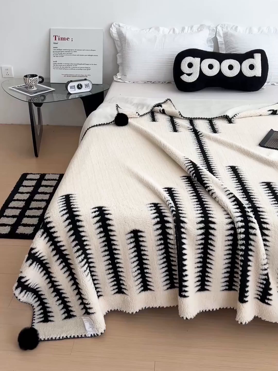 91家纺网 家纺一手货源 找家纺 娜朵家纺 2026新款阳离子牛奶绒双层毛球复合毯 步步高升