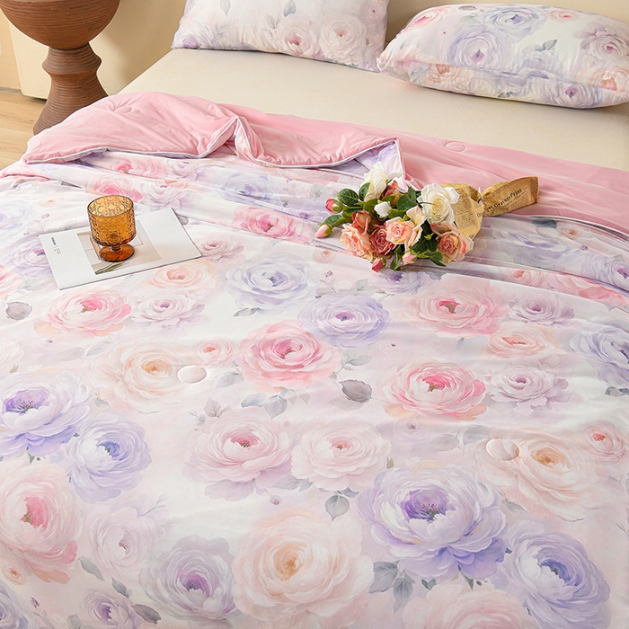 91家纺网 家纺一手货源 找家纺 曼尼 2026新款印花凉感丝夏被夏凉被 繁华