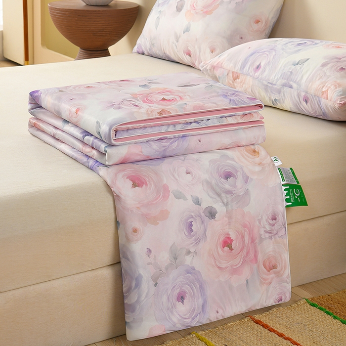 91家纺网 家纺一手货源 找家纺 曼尼 2026新款印花凉感丝夏被夏凉被 繁华