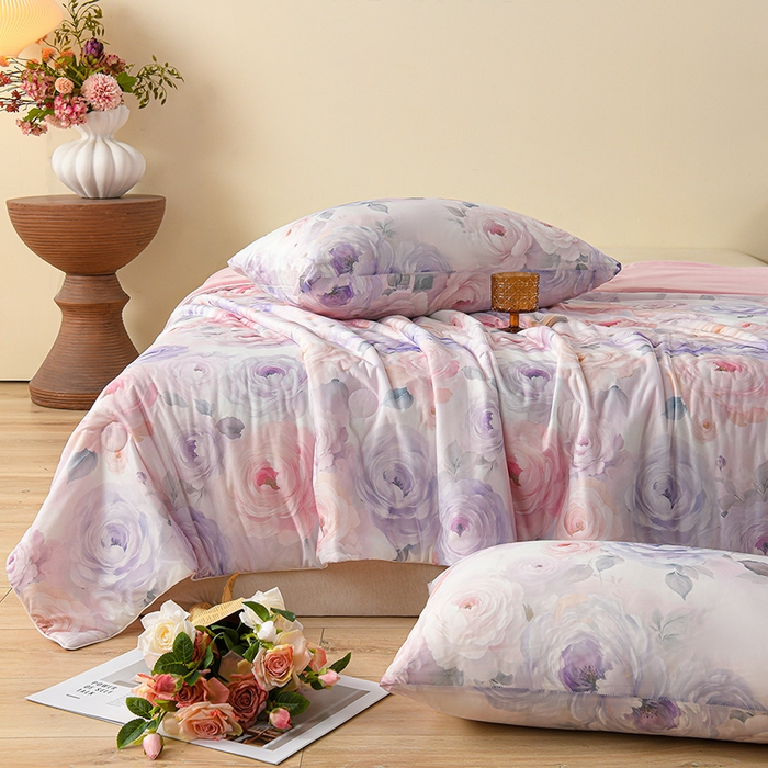 91家纺网 家纺一手货源 找家纺 曼尼 2026新款印花凉感丝夏被夏凉被 繁华