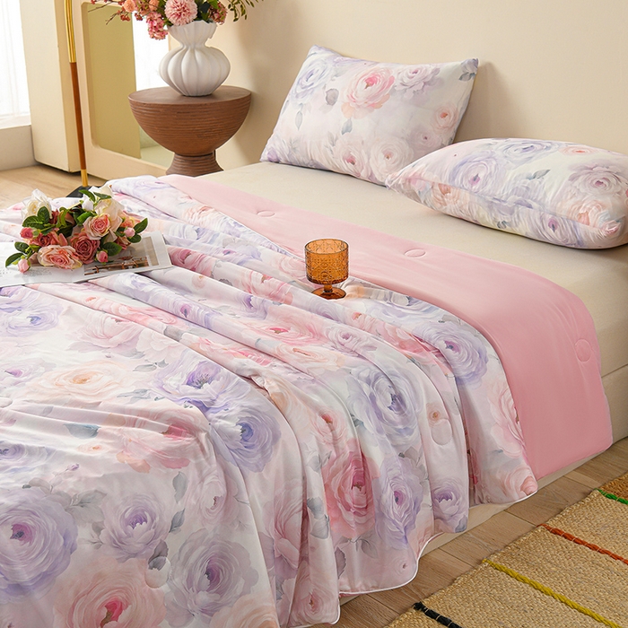 91家纺网 家纺一手货源 找家纺 曼尼 2026新款印花凉感丝夏被夏凉被 繁华