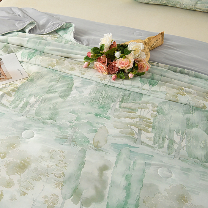 91家纺网 家纺一手货源 找家纺 曼尼 2026新款印花凉感丝夏被夏凉被 烂漫