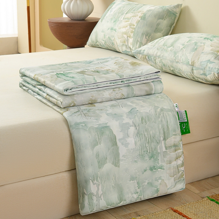 91家纺网 家纺一手货源 找家纺 曼尼 2026新款印花凉感丝夏被夏凉被 烂漫