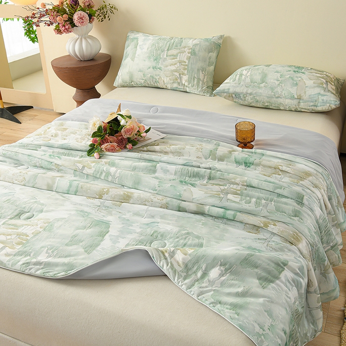 91家纺网 家纺一手货源 找家纺 曼尼 2026新款印花凉感丝夏被夏凉被 烂漫