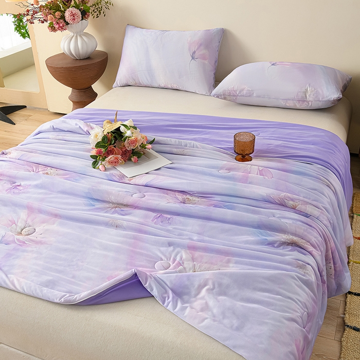 91家纺网 家纺一手货源 找家纺 曼尼 2026新款印花凉感丝夏被夏凉被 柒月