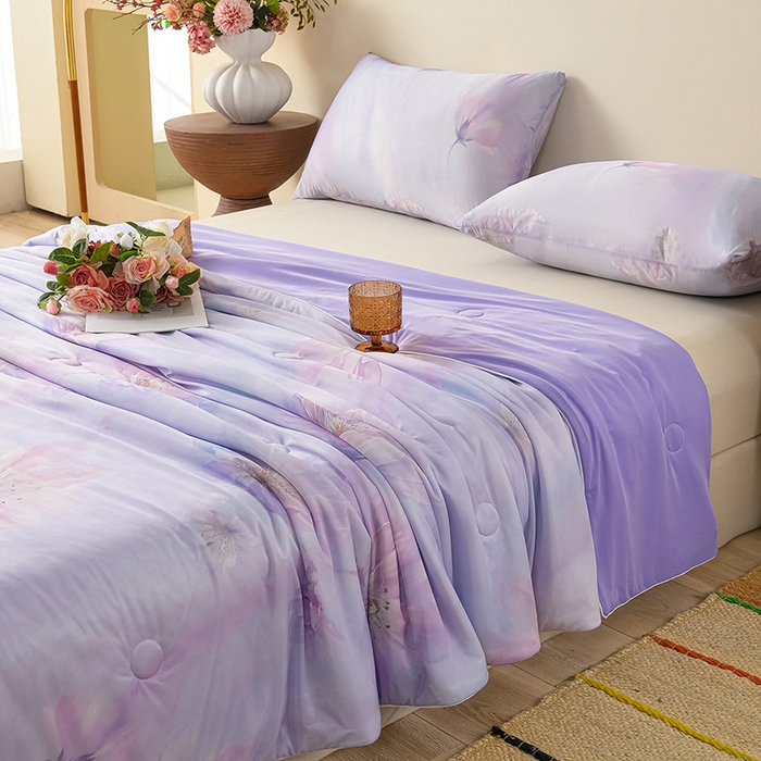 91家纺网 家纺一手货源 找家纺 曼尼 2026新款印花凉感丝夏被夏凉被 柒月