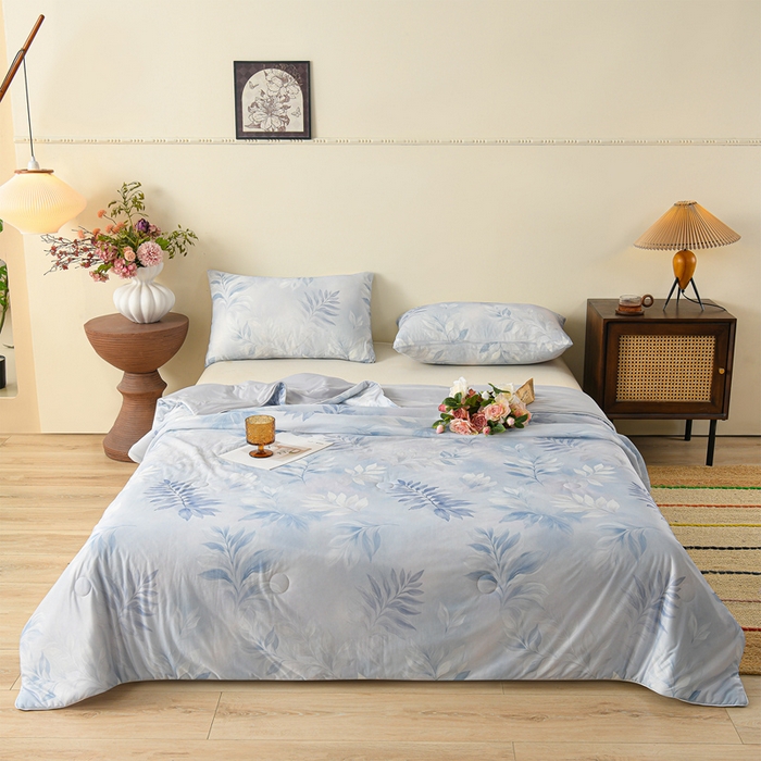 曼尼 2026新款印花凉感丝夏被夏凉被 浅月