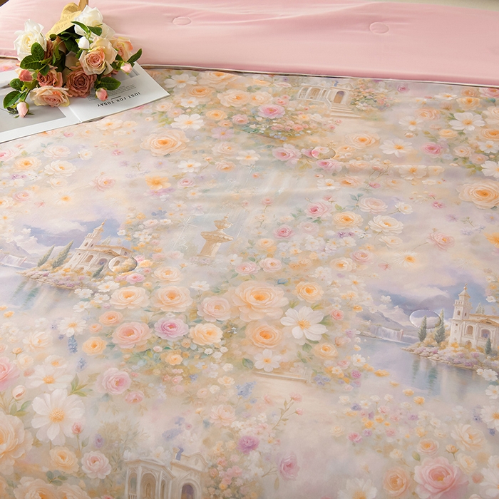 91家纺网 家纺一手货源 找家纺 曼尼 2026新款印花凉感丝夏被夏凉被 倾城