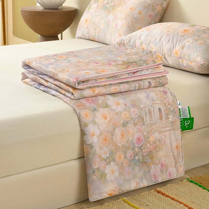 91家纺网 家纺一手货源 找家纺 曼尼 2026新款印花凉感丝夏被夏凉被 倾城