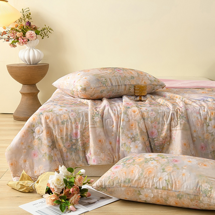 91家纺网 家纺一手货源 找家纺 曼尼 2026新款印花凉感丝夏被夏凉被 倾城