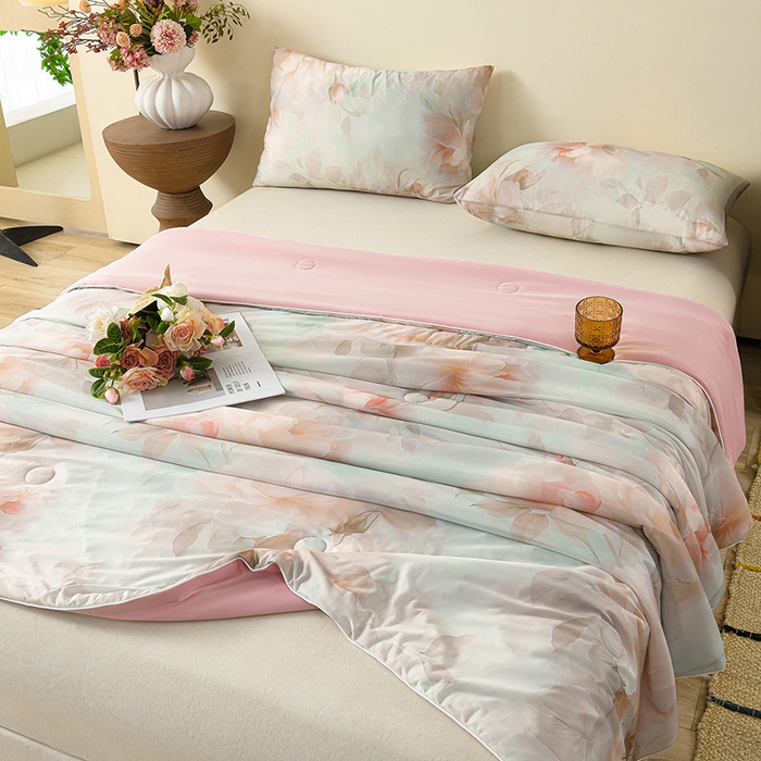 91家纺网 家纺一手货源 找家纺 曼尼 2026新款印花凉感丝夏被夏凉被 天雅