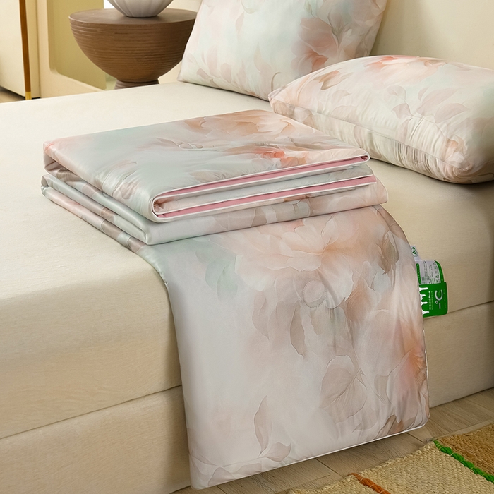 91家纺网 家纺一手货源 找家纺 曼尼 2026新款印花凉感丝夏被夏凉被 天雅