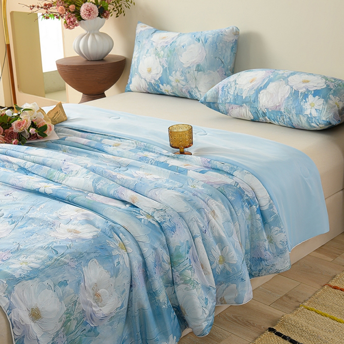 91家纺网 家纺一手货源 找家纺 曼尼 2026新款印花凉感丝夏被夏凉被 星辰