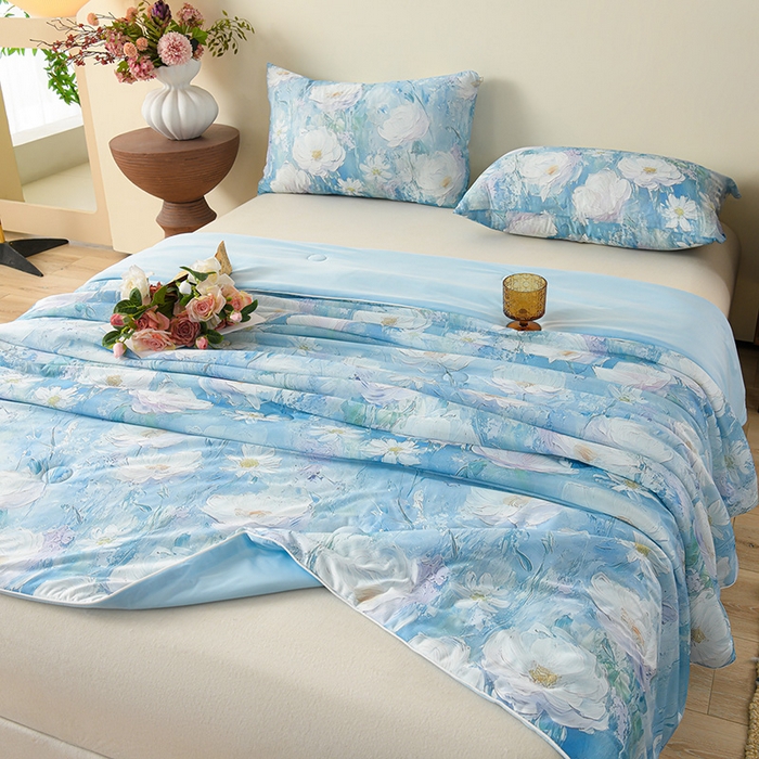 91家纺网 家纺一手货源 找家纺 曼尼 2026新款印花凉感丝夏被夏凉被 星辰