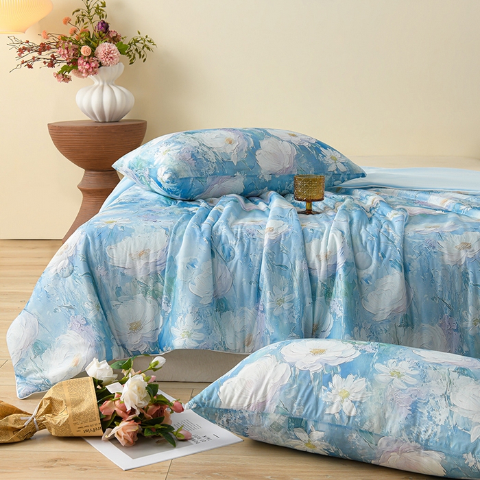 91家纺网 家纺一手货源 找家纺 曼尼 2026新款印花凉感丝夏被夏凉被 星辰