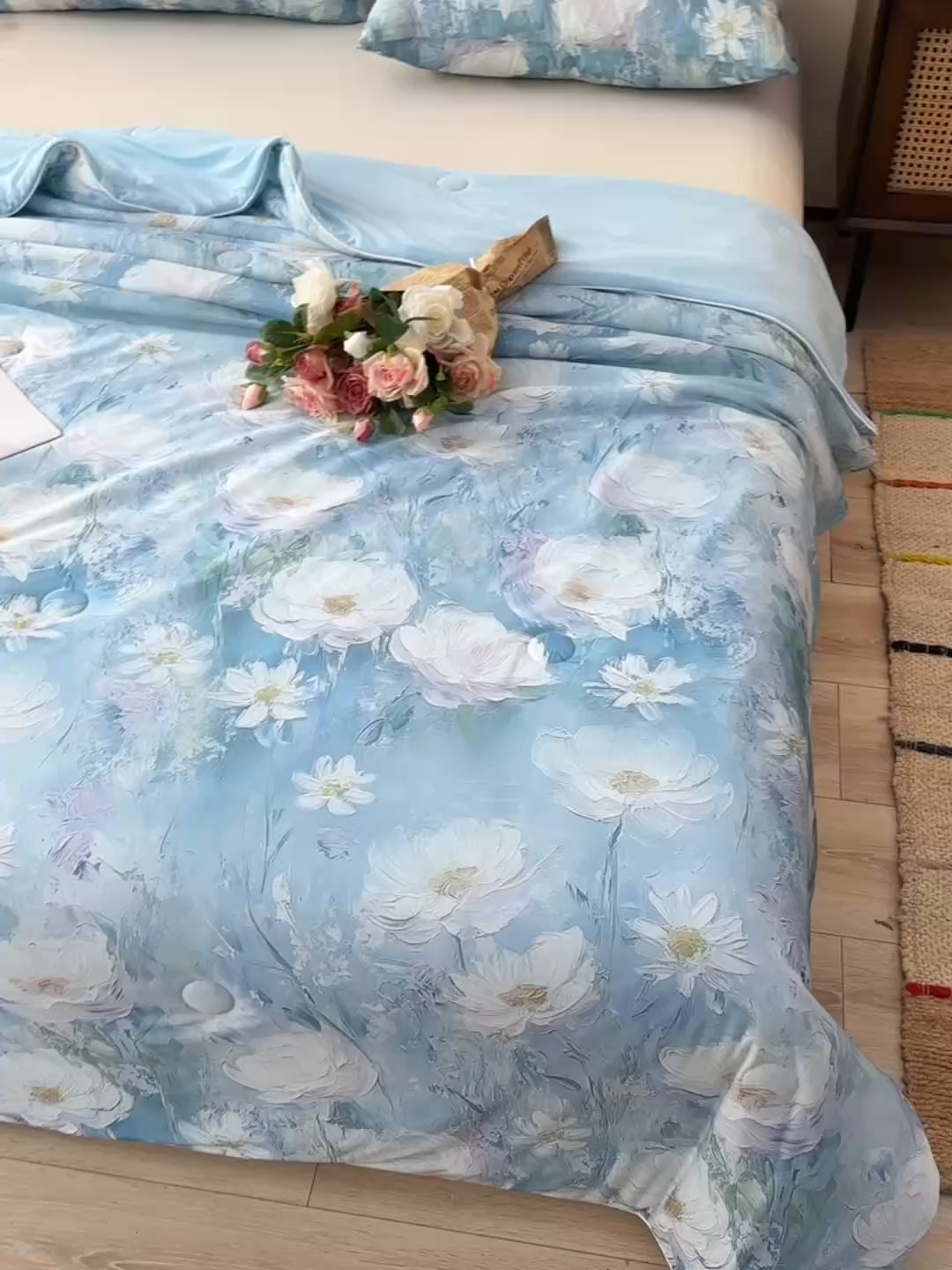 91家纺网 家纺一手货源 找家纺 曼尼 2026新款印花凉感丝夏被夏凉被 星辰