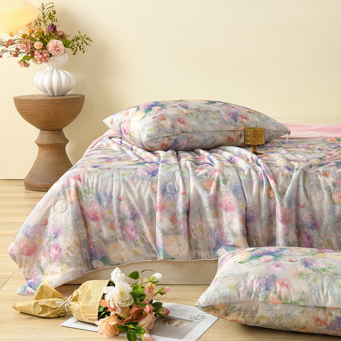 91家纺网 家纺一手货源 找家纺 曼尼 2026新款印花凉感丝夏被夏凉被 夜语