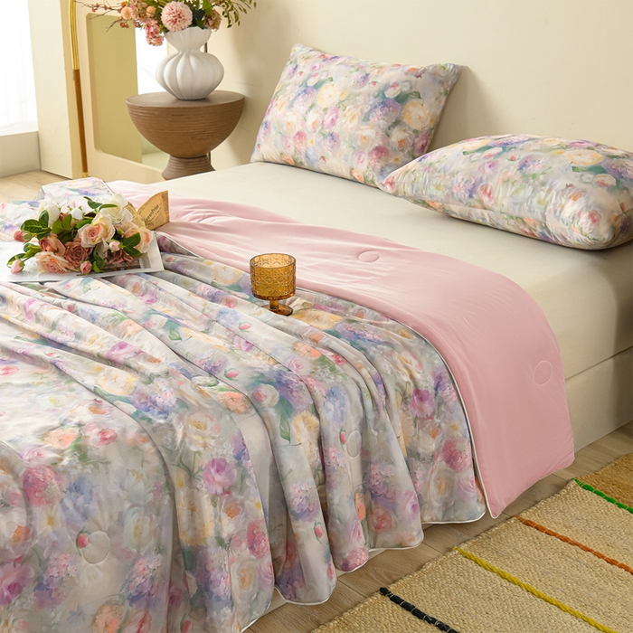 91家纺网 家纺一手货源 找家纺 曼尼 2026新款印花凉感丝夏被夏凉被 夜语