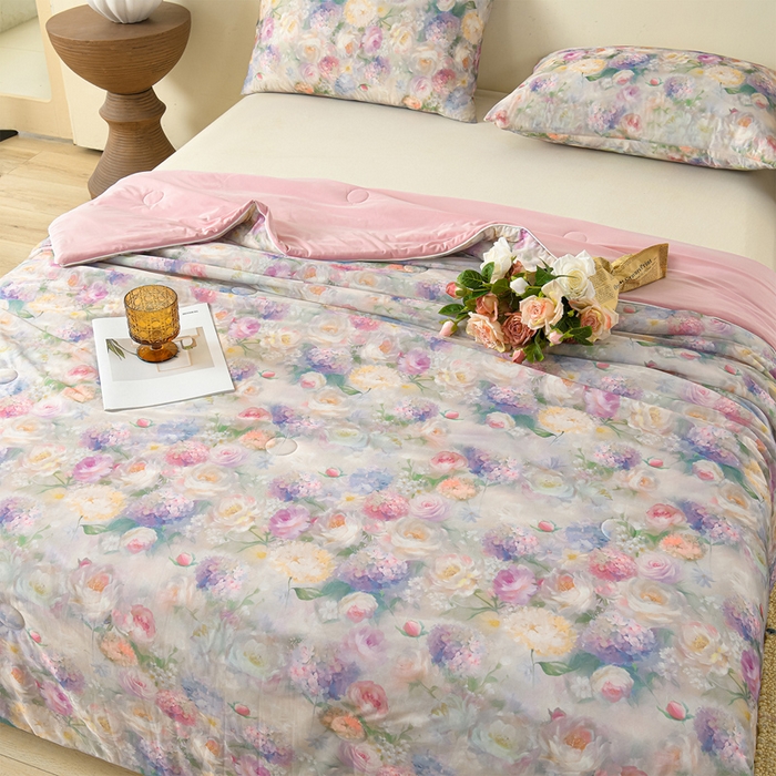 91家纺网 家纺一手货源 找家纺 曼尼 2026新款印花凉感丝夏被夏凉被 夜语