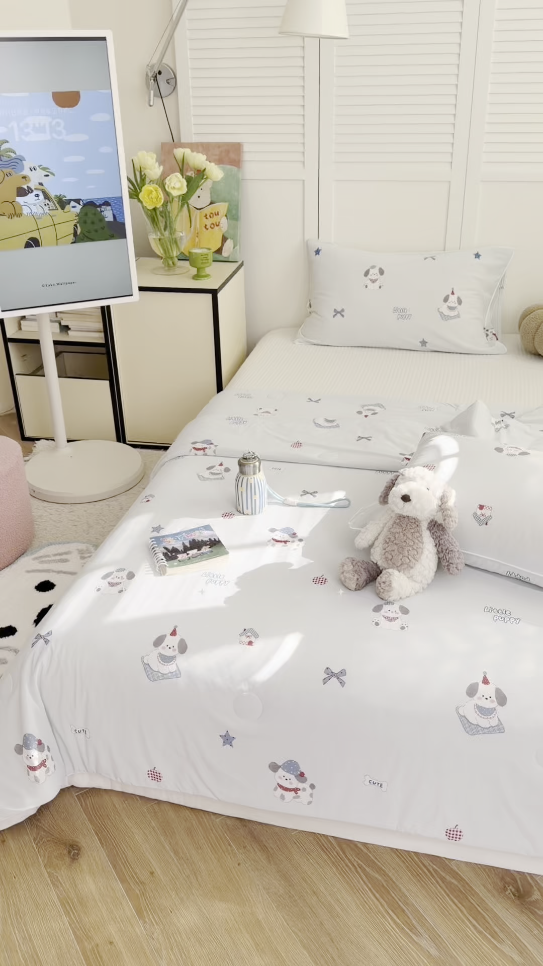 91家纺网 家纺一手货源 找家纺 金梦拉家纺 2026春夏新款锦氨凉感丝印花系列夏被空调被夏凉被 顽皮小宠