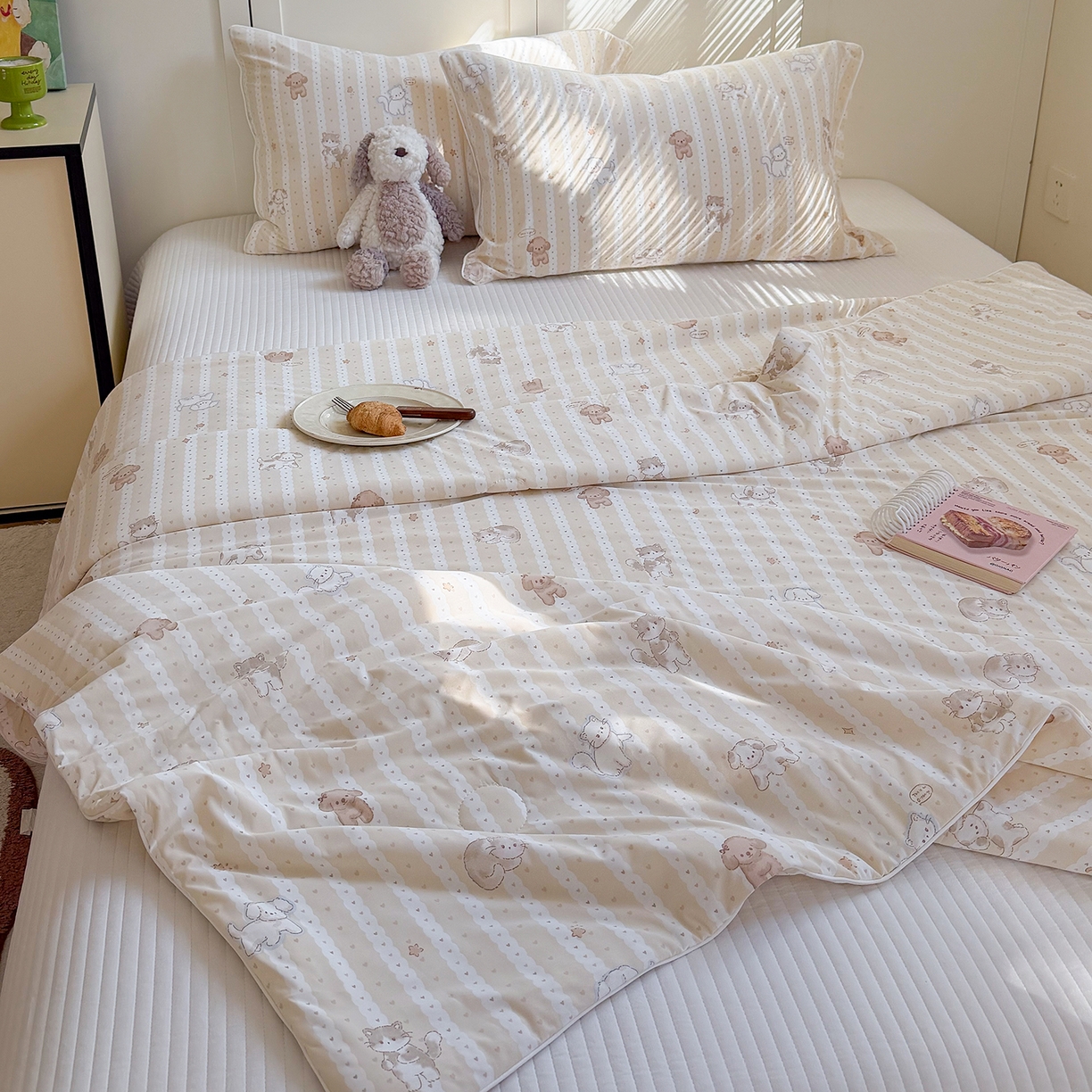 金梦拉家纺 2026春夏新款锦氨凉感丝印花系列夏被空调被夏凉被 线条狗