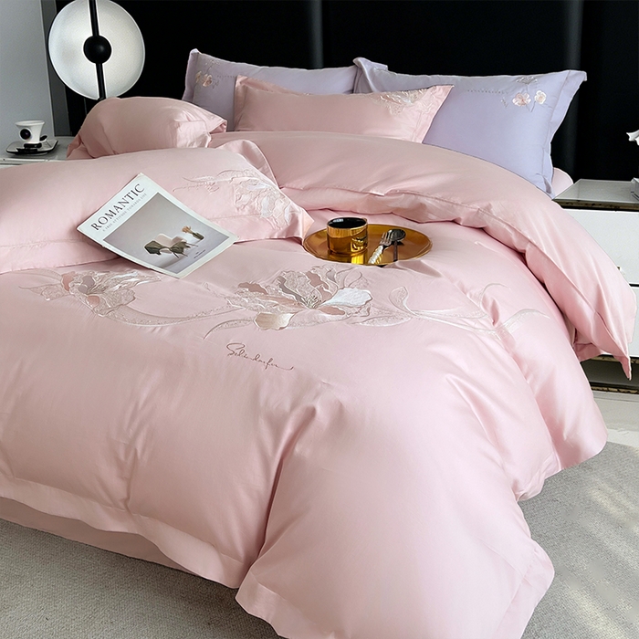 91家纺网 家纺一手货源 找家纺 （总） 帛美家纺 2026新款100支长绒棉绣花四件套-索菲亚