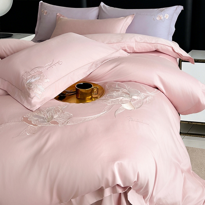 91家纺网 家纺一手货源 找家纺 （总） 帛美家纺 2026新款100支长绒棉绣花四件套-索菲亚