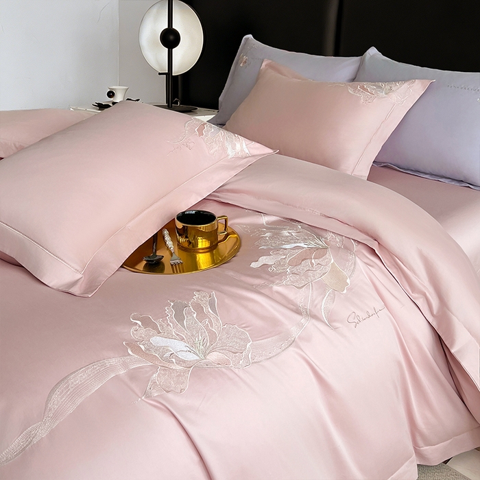 91家纺网 家纺一手货源 找家纺 （总） 帛美家纺 2026新款100支长绒棉绣花四件套-索菲亚