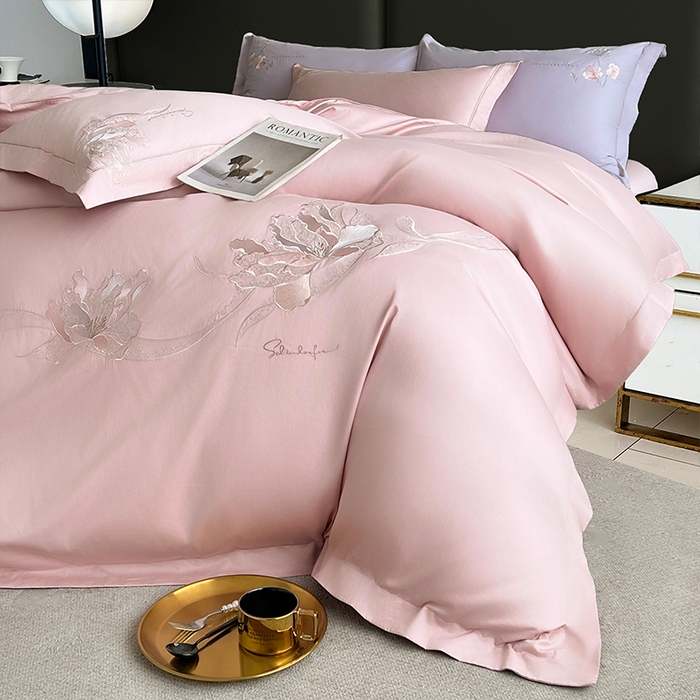 91家纺网 家纺一手货源 找家纺 （总） 帛美家纺 2026新款100支长绒棉绣花四件套-索菲亚