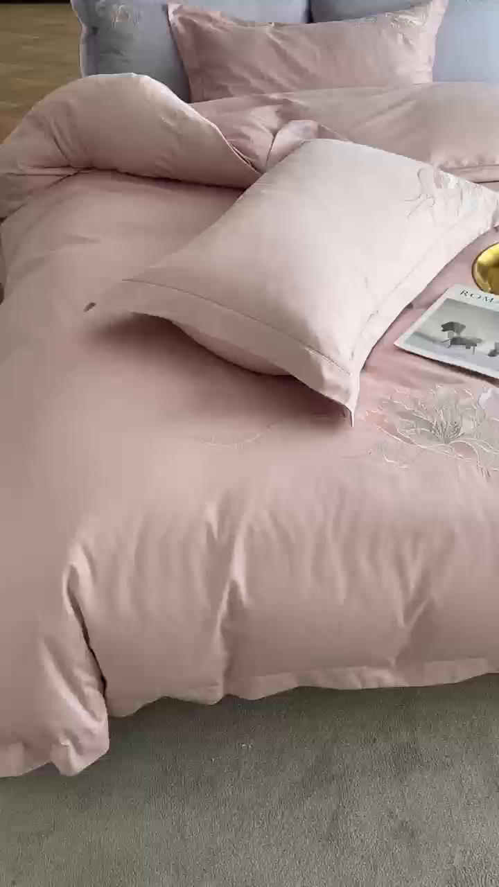 91家纺网 家纺一手货源 找家纺 （总） 帛美家纺 2026新款100支长绒棉绣花四件套-索菲亚