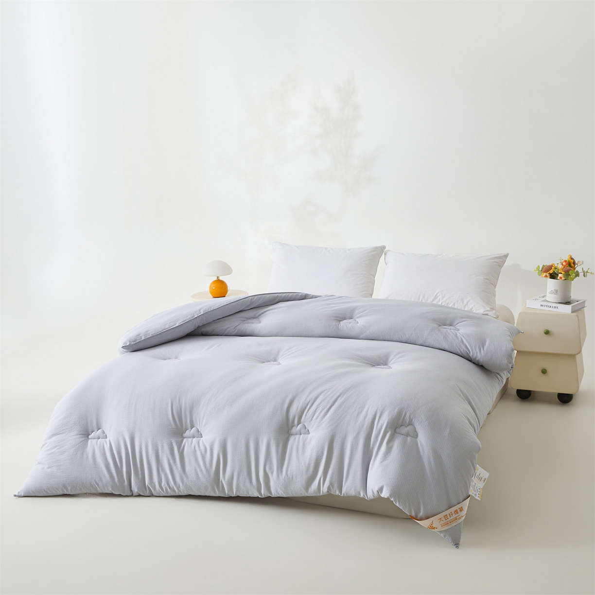 91家纺网 家纺一手货源 找家纺 眠势力 2026春夏新款皱皱纱四季被超软云朵被子春秋被芯夏凉被可机洗 云朵被-灰