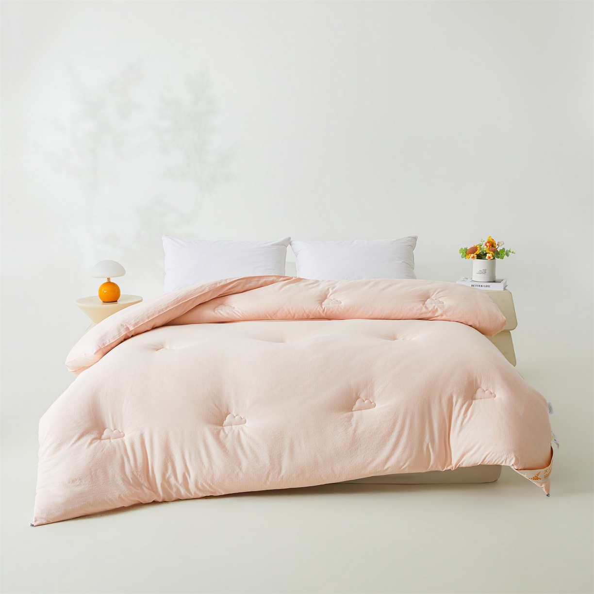 91家纺网 家纺一手货源 找家纺 眠势力 2026春夏新款皱皱纱四季被超软云朵被子春秋被芯夏凉被可机洗 云朵被-粉