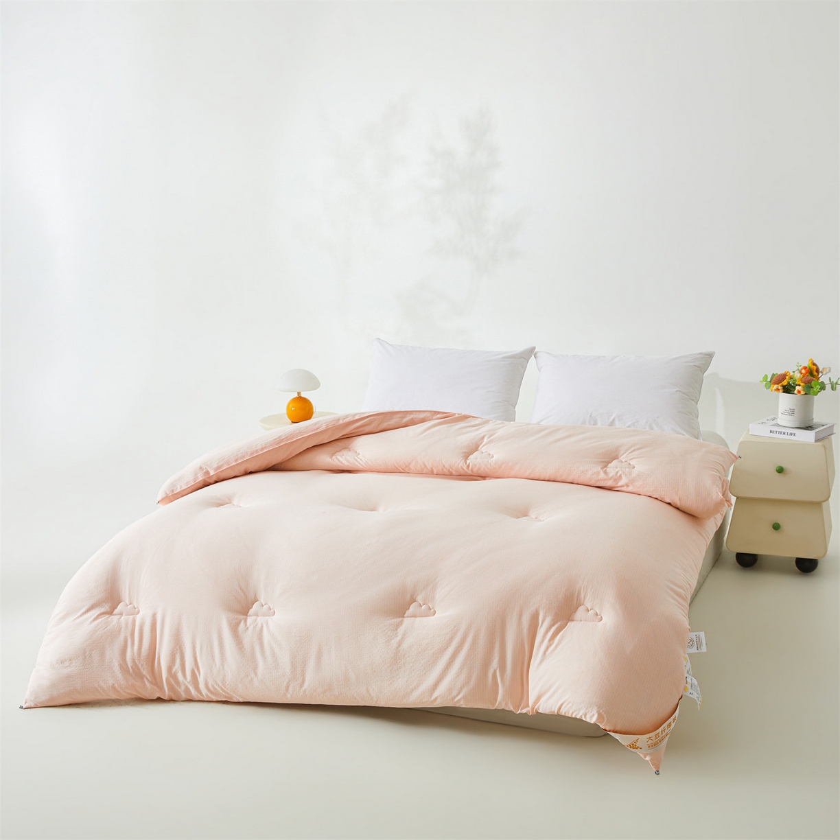 91家纺网 家纺一手货源 找家纺 眠势力 2026春夏新款皱皱纱四季被超软云朵被子春秋被芯夏凉被可机洗 云朵被-粉