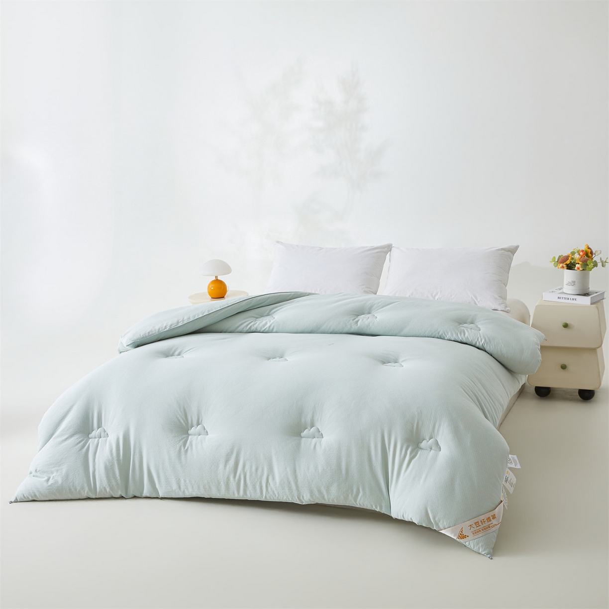 91家纺网 家纺一手货源 找家纺 眠势力 2026春夏新款皱皱纱四季被超软云朵被子春秋被芯夏凉被可机洗 云朵被-兰