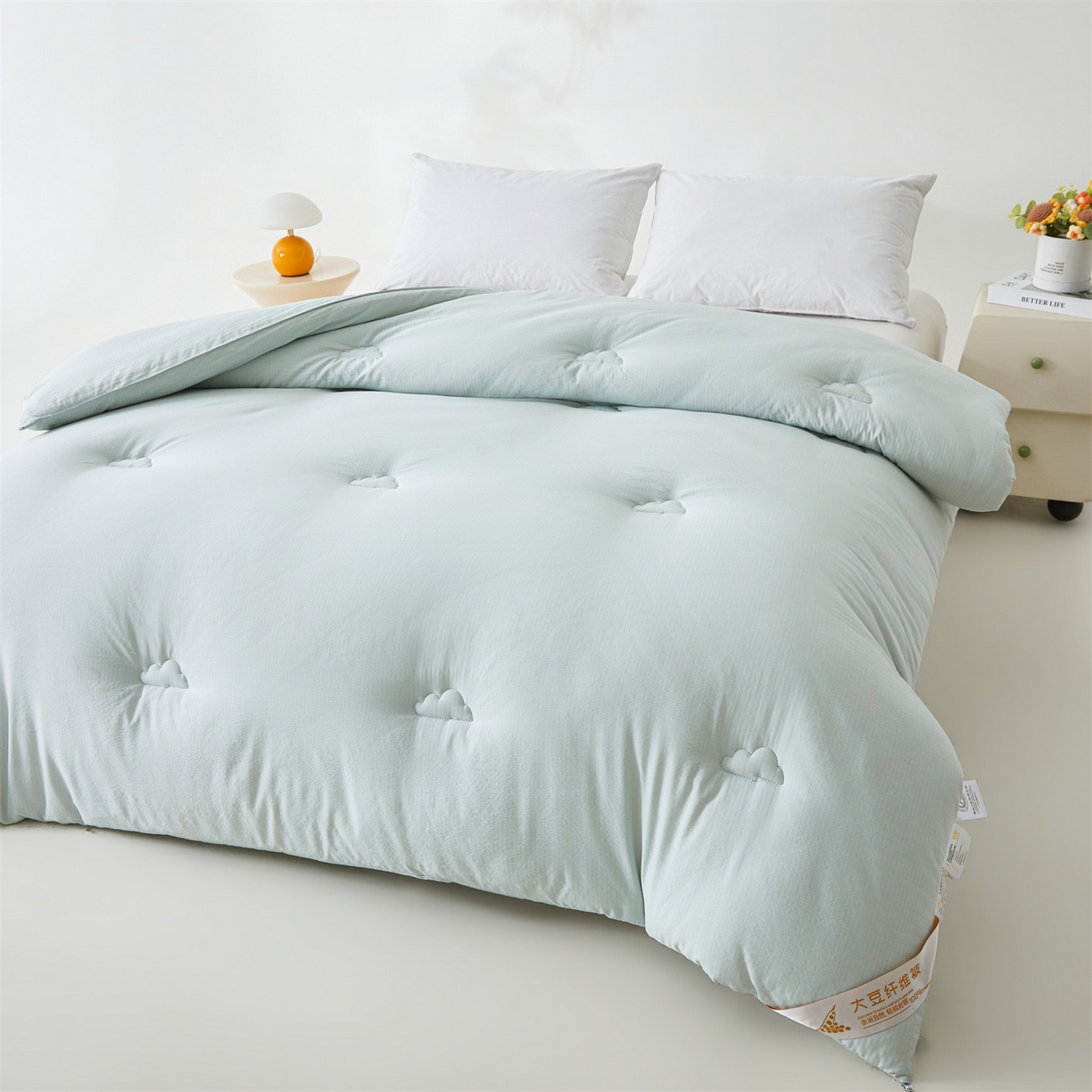 91家纺网 家纺一手货源 找家纺 眠势力 2026春夏新款皱皱纱四季被超软云朵被子春秋被芯夏凉被可机洗 云朵被-兰