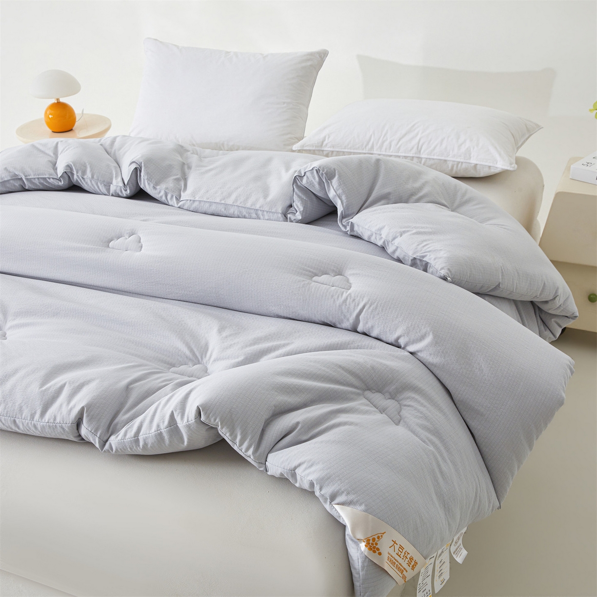 91家纺网 家纺一手货源 找家纺 眠势力 2026春夏新款皱皱纱四季被超软云朵被子春秋被芯夏凉被可机洗 云朵被-灰