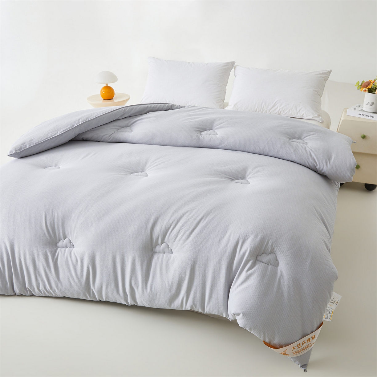 91家纺网 家纺一手货源 找家纺 眠势力 2026春夏新款皱皱纱四季被超软云朵被子春秋被芯夏凉被可机洗 云朵被-灰