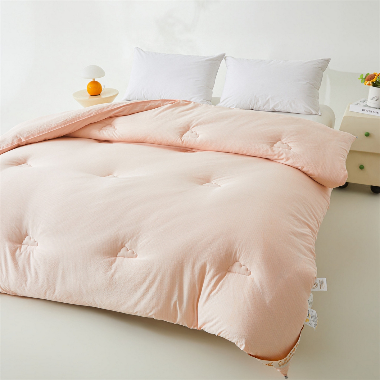 91家纺网 家纺一手货源 找家纺 眠势力 2026春夏新款皱皱纱四季被超软云朵被子春秋被芯夏凉被可机洗 云朵被-粉