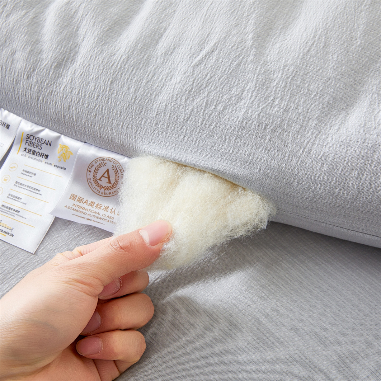 91家纺网 家纺一手货源 找家纺 眠势力 2026春夏新款皱皱纱四季被超软云朵被子春秋被芯夏凉被可机洗 云朵被-灰