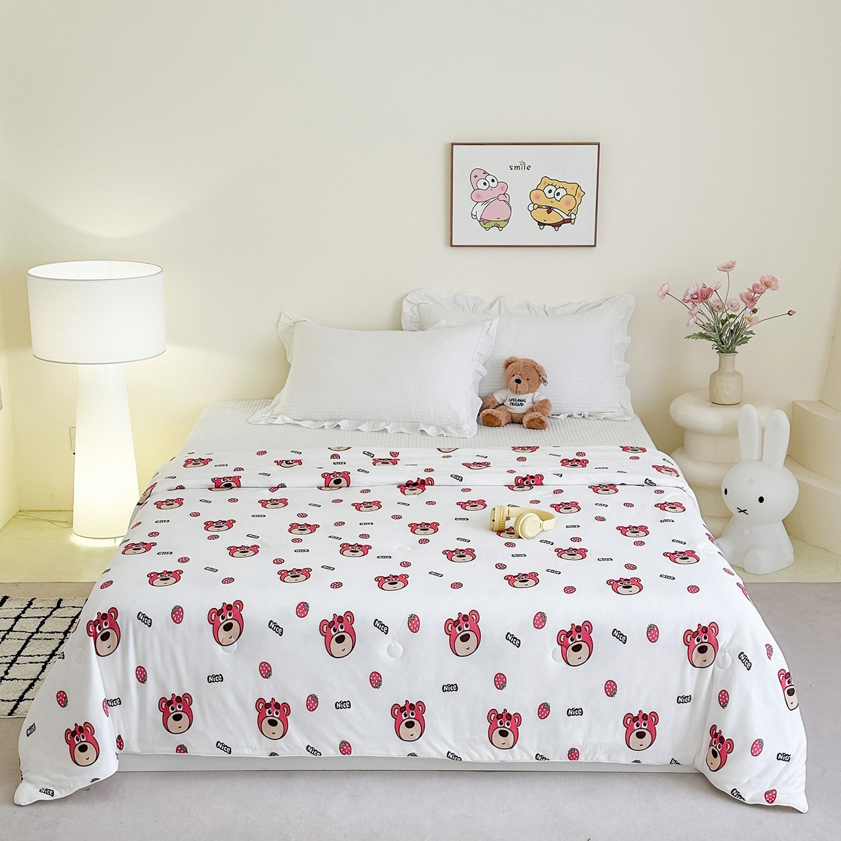 尚品本色 2026年新款小清新针织棉夏被空调被 草莓熊