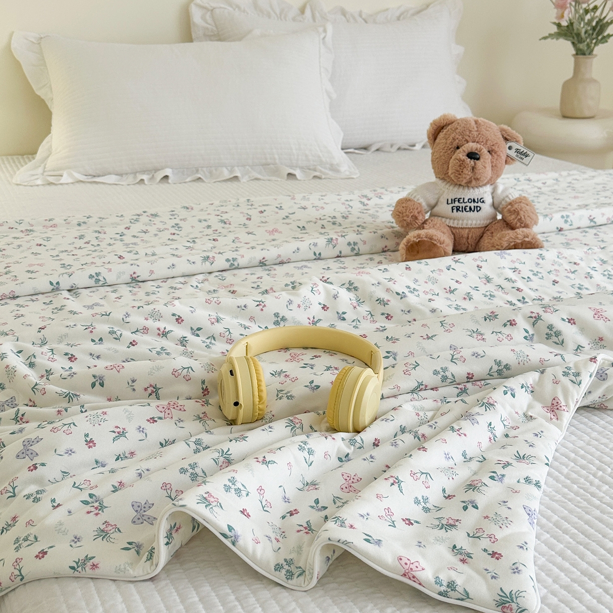 91家纺网 家纺一手货源 找家纺 尚品本色 2026年新款小清新针织棉夏被空调被 春风里